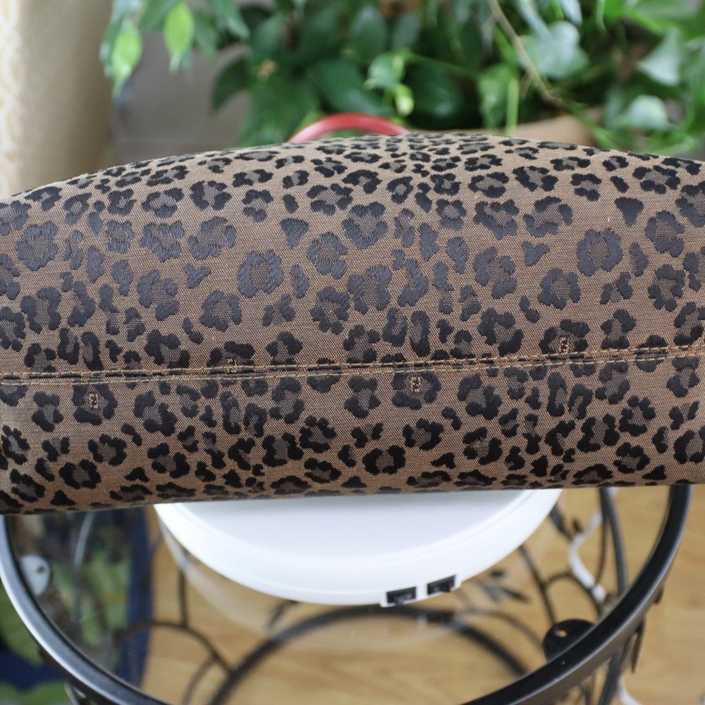 Coa-Fendi Leopard Print Canvas With Red Leather T… - image 5